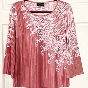 BOB MACKIE ABSTRACT PRINT KNIT PULLOVER TOP